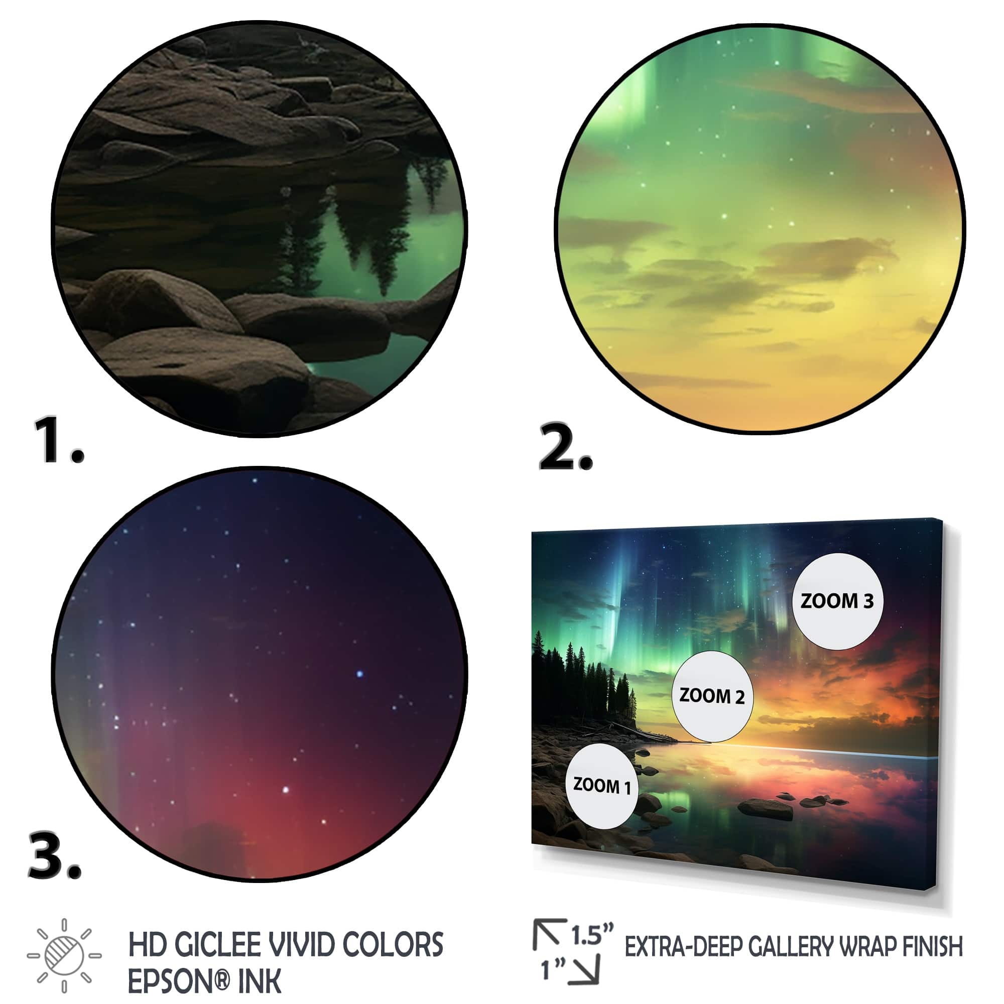 Designart "Magical Lake Landscape Aurora Borealis" Northern Lights Canvas Wall Art On Sale